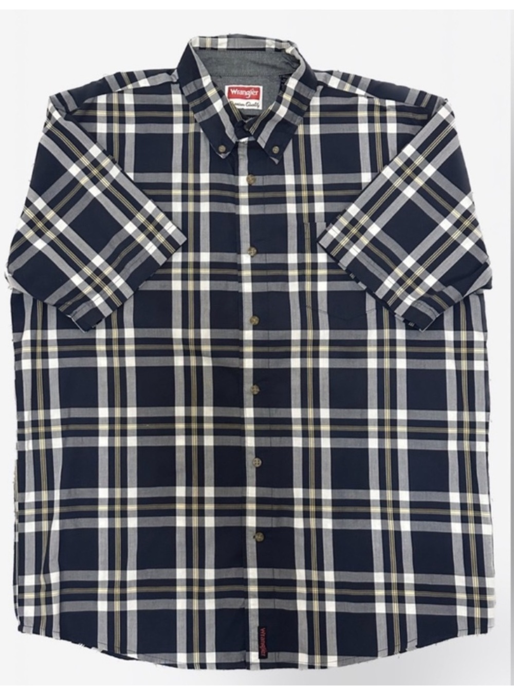 Wrangler Wrinkle Resist Blue Plaid Shirt~Size L